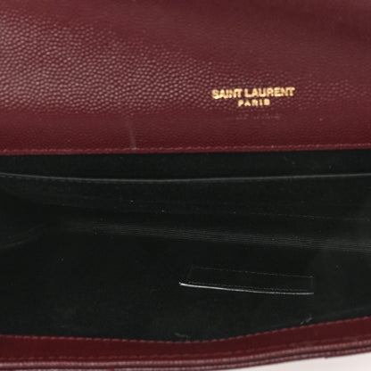 Saint Laurent Grain De Poudre Matelasse Chevron Monogram Envelope Clutch Rouge Legion 5 of 8