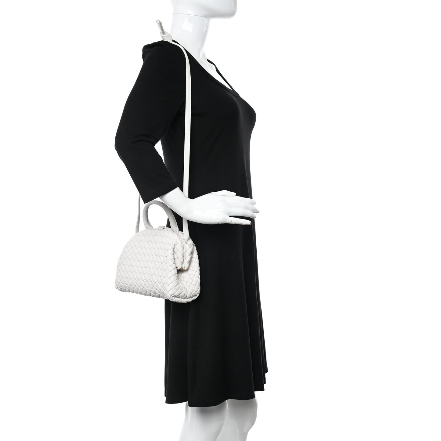 Nappa Intreccio Mini Padded Handle Bag Chalk