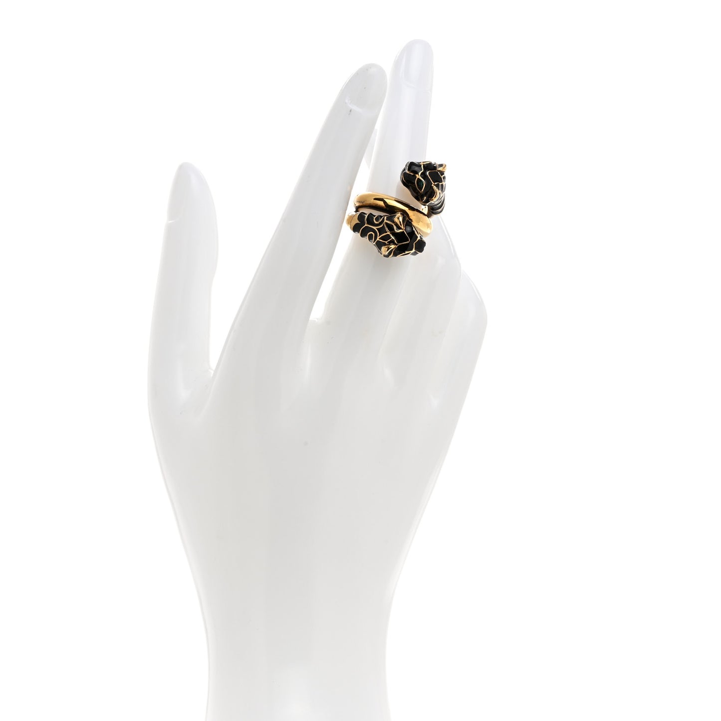 Tiger Heads Double Wrap Ring 50 5.5 Aged Gold Black