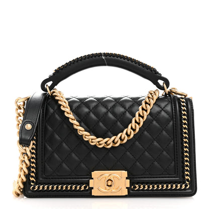 Chanel Lambskin Quilted Medium Top Handle Boy Flap Black 1 of 11
