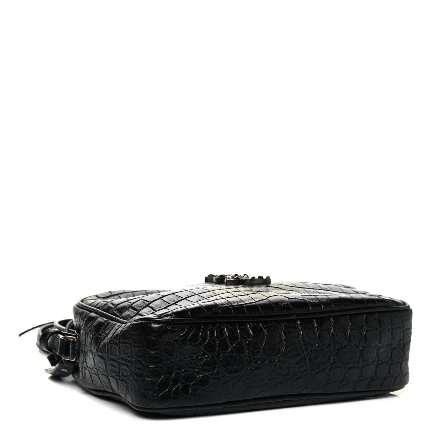 Calfskin Crocodile Embossed Monogram Lou Camera Bag Black