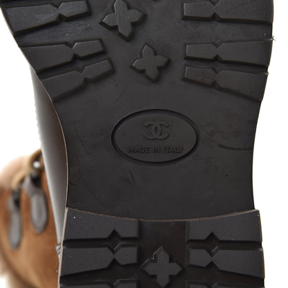 Chanel Suede Calfskin Lace Up Boots 36.5 Light Brown 5 of 7