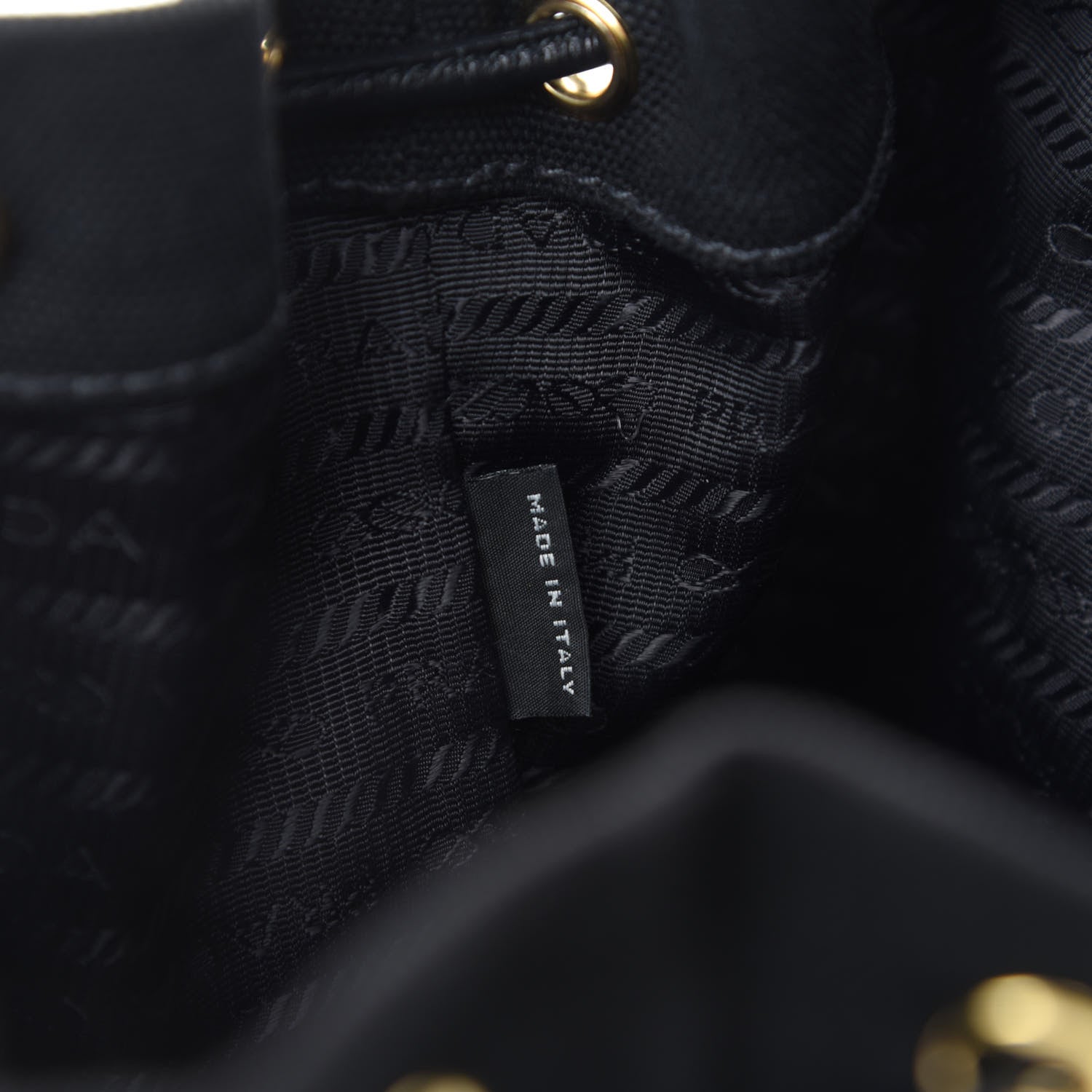 Prada Wicker Canvas Bucket Bag Black 9 of 11