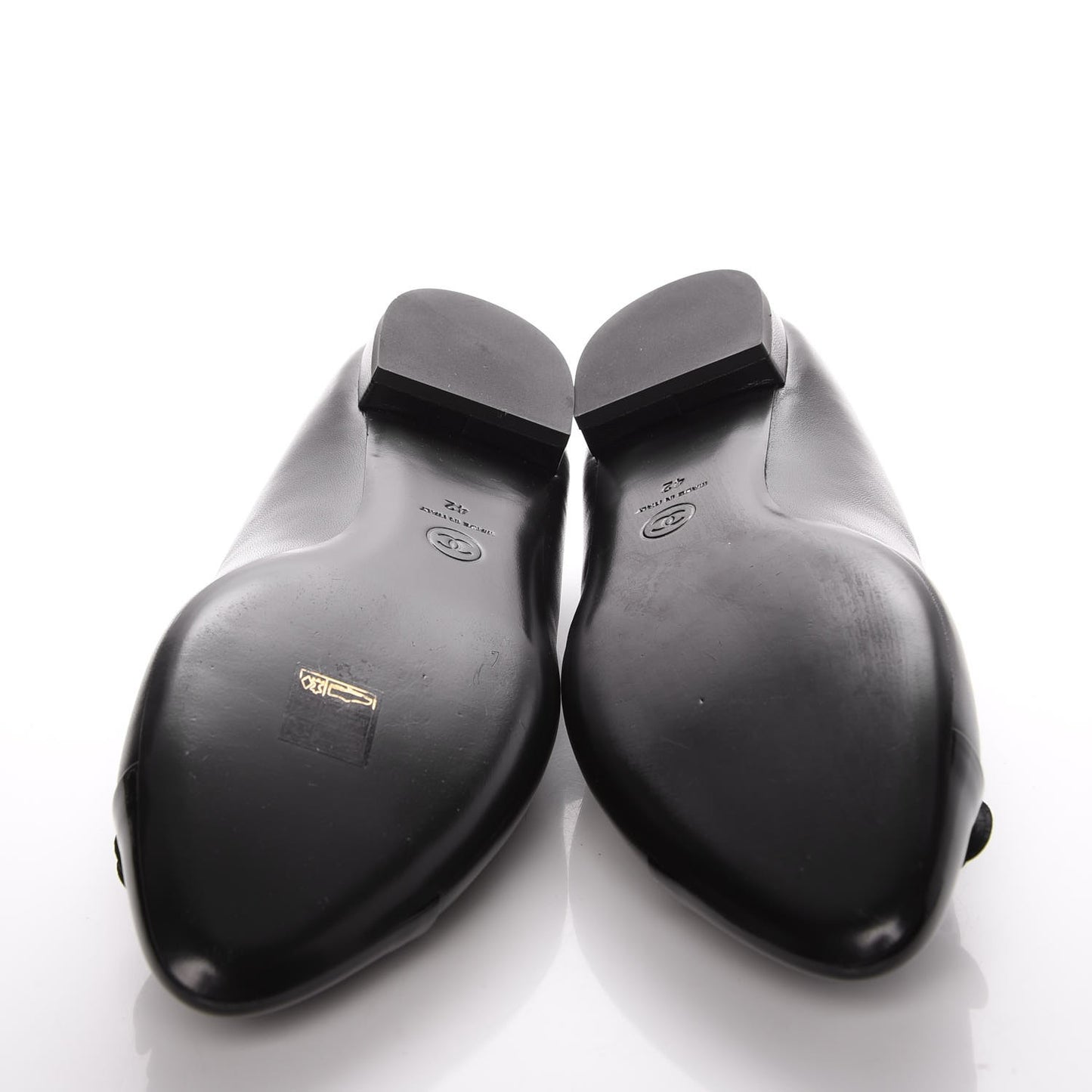 Lambskin Patent Cap Toe Camellia Ballerina Flats 42 Black
