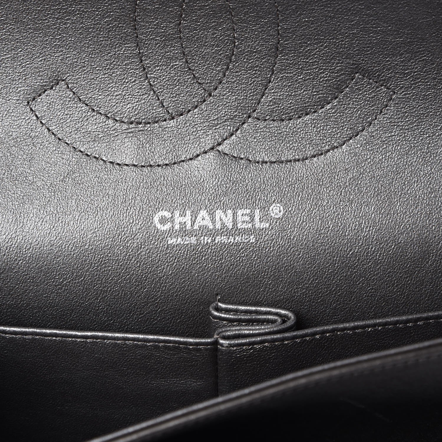 Chanel Metallic Lambskin Quilted Jumbo Double Flap Pewter 7 of 9