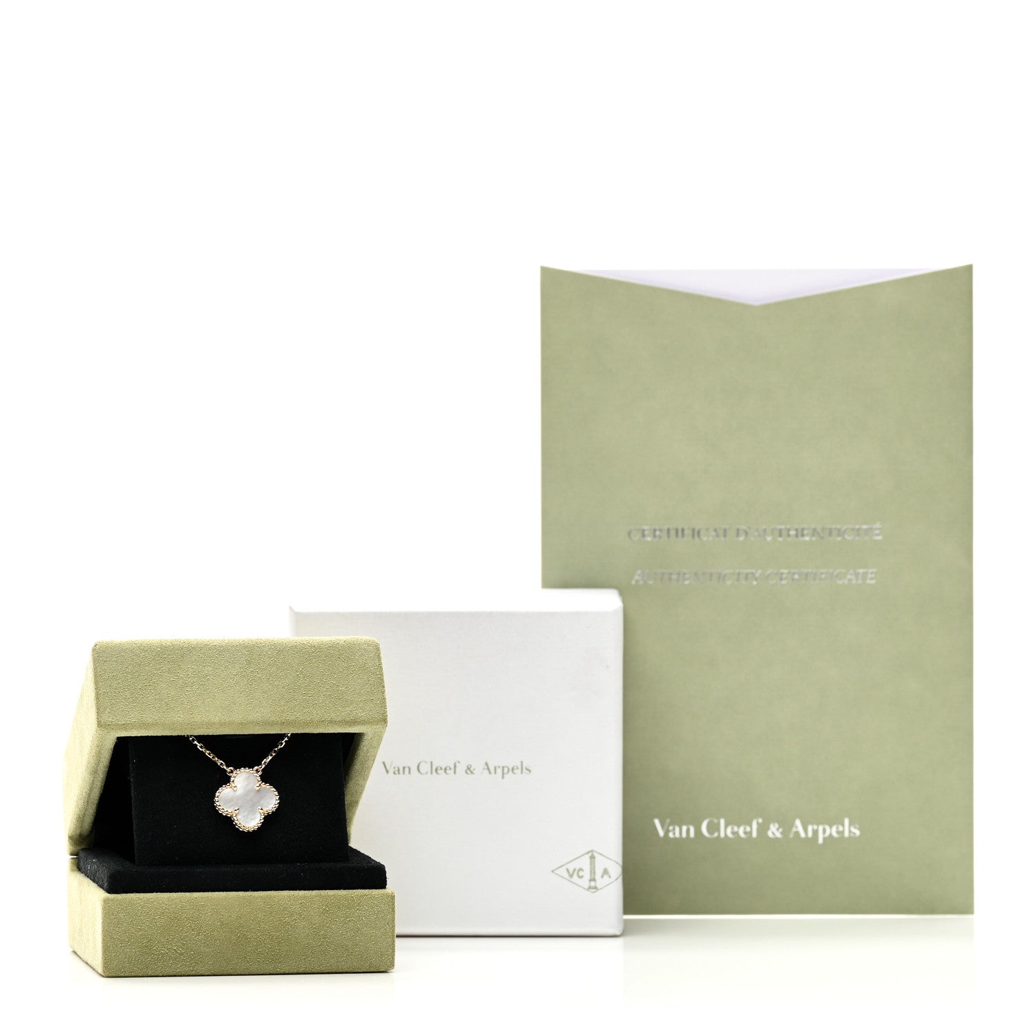 Van Cleef & Arpels 18K Yellow Gold Mother of Pearl Vintage Alhambra Pendant Necklace 6 of 6