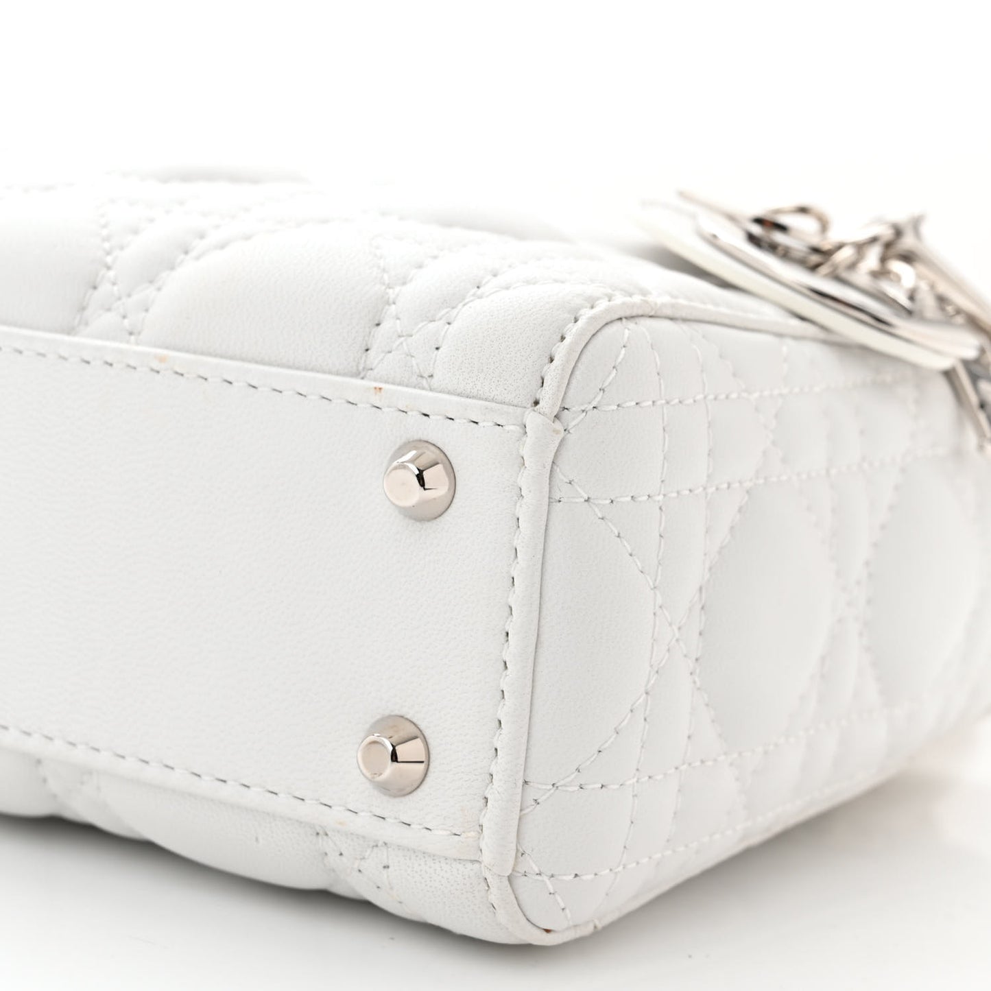 Lambskin Cannage Mini Lady Dior White