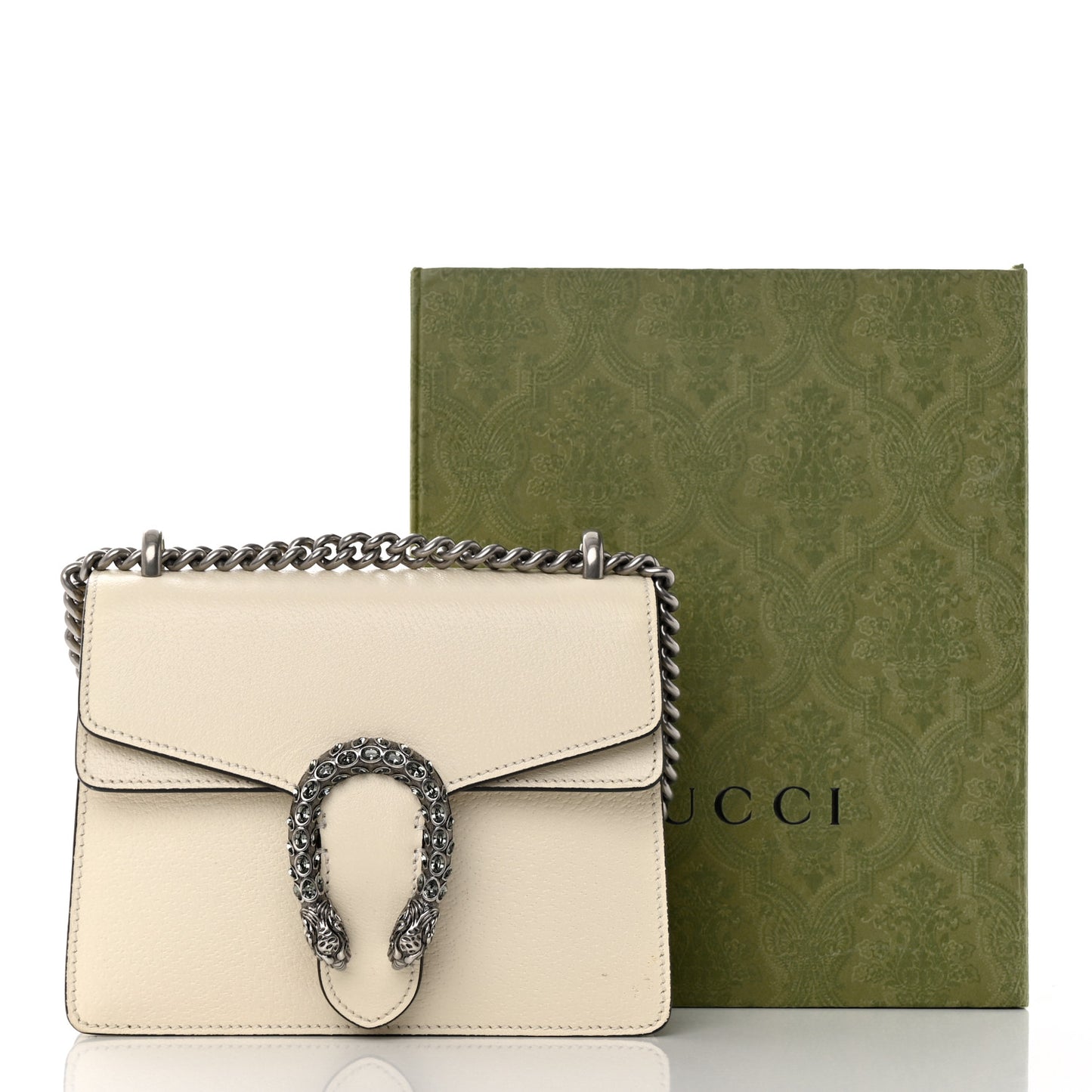 Textured Calfskin Crystal Mini Dionysus Shoulder Bag Mystic White