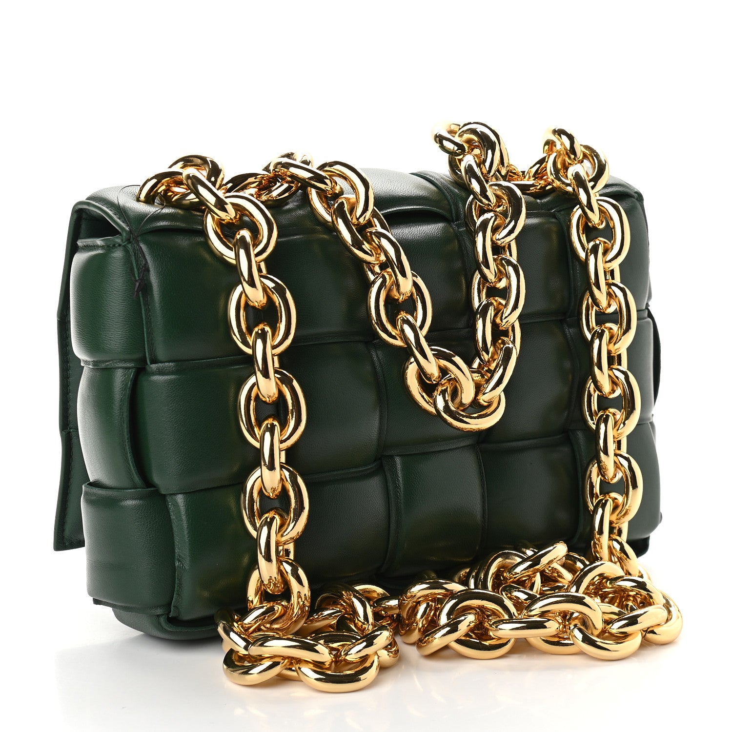 Bottega Veneta Lambskin Maxi Intreccio Padded Chain Cassette Crossbody Bag Raintree 2 of 9