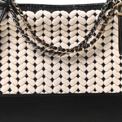Chanel Wool Calfskin Medium Gabrielle Hobo Black White 8 of 10