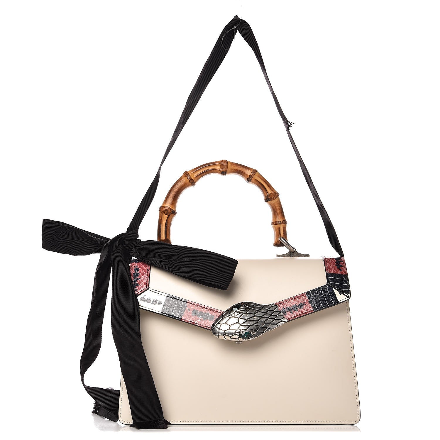 Gucci Calfskin Snakeskin Small Lilith Top Handle Bag White 4 of 11