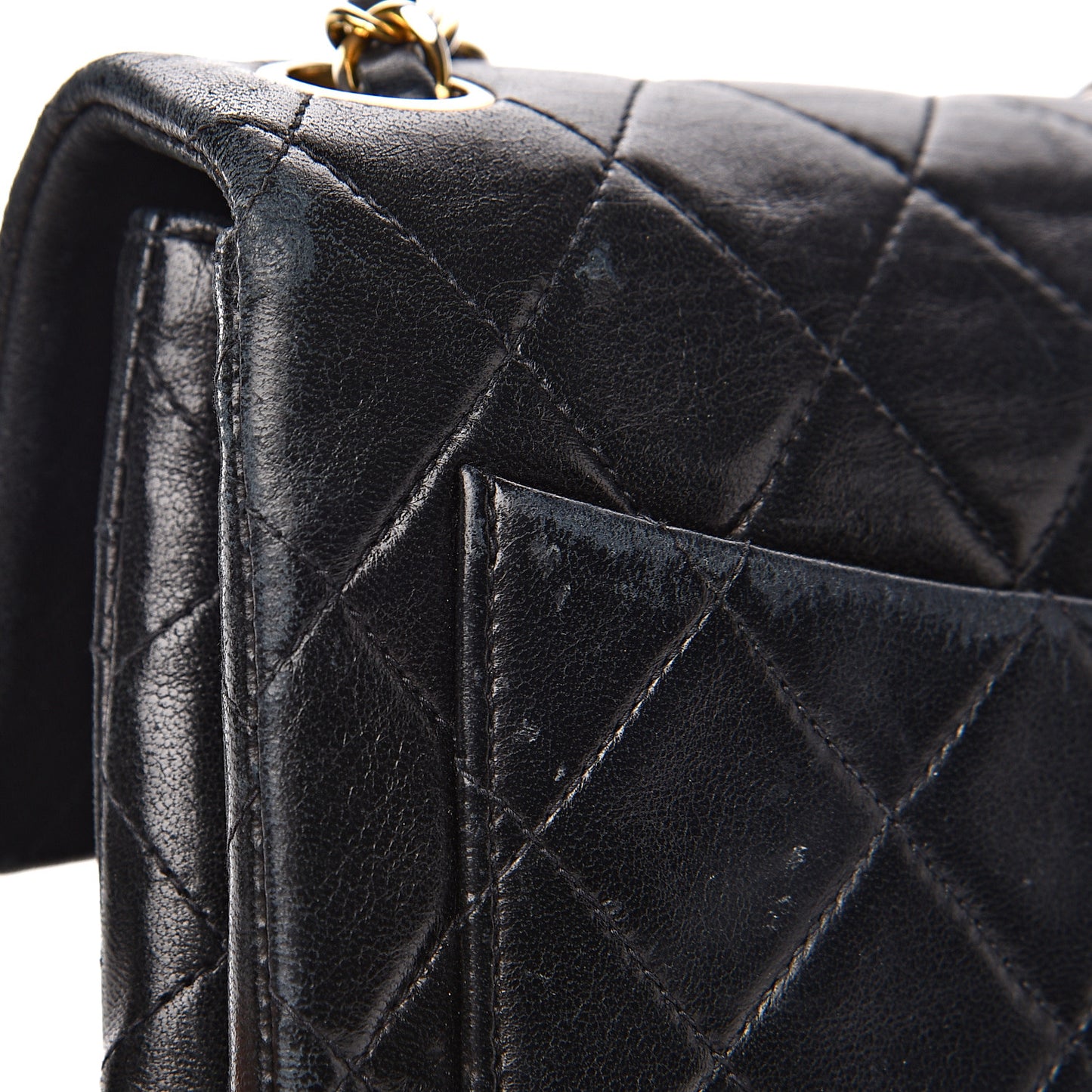 Lambskin Quilted Mini Square Flap Black