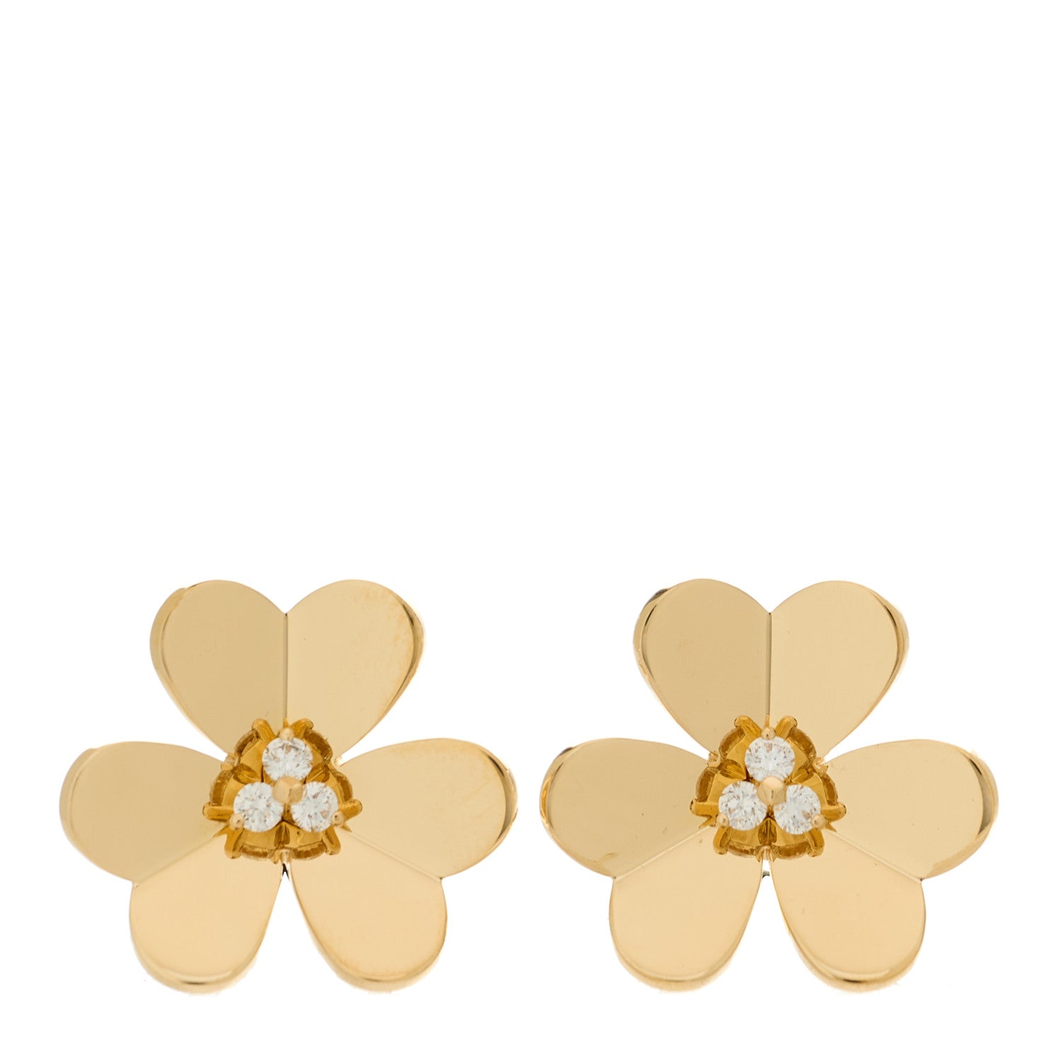 Van Cleef & Arpels 18K Yellow Gold Diamond Large Frivole Earrings 1 of 6