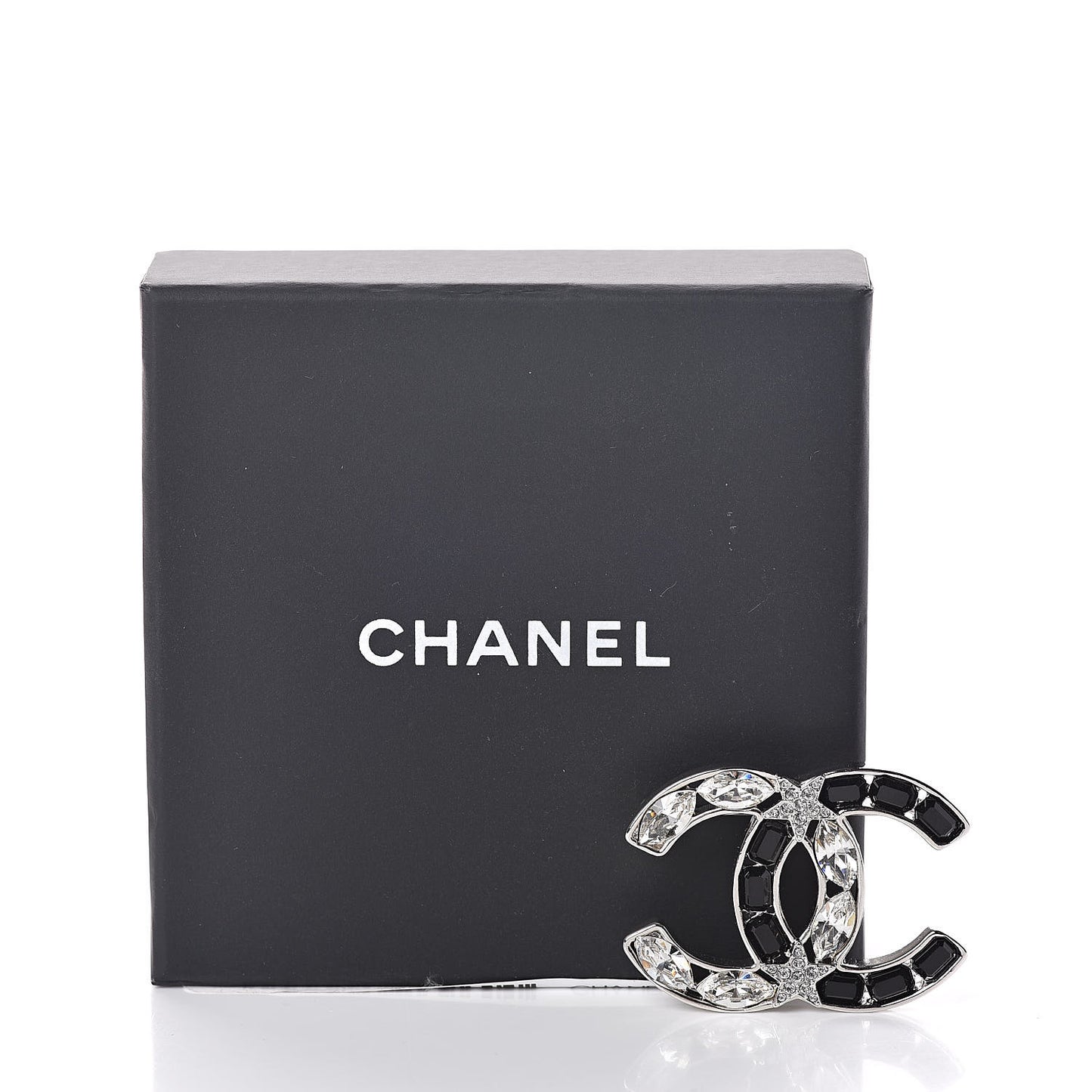 Marquise Crystal Star CC Brooch Silver Black