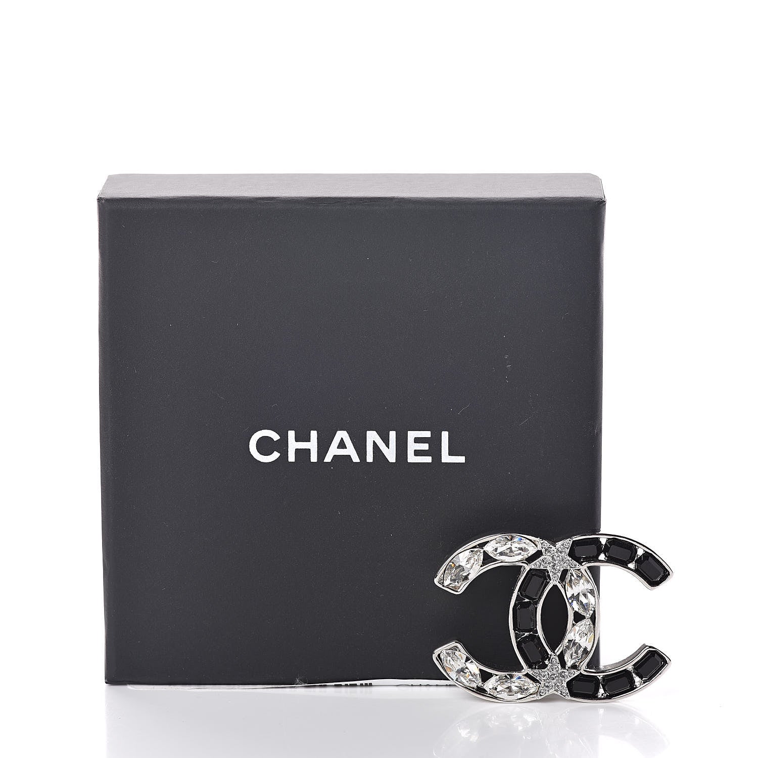 Chanel Marquise Crystal Star CC Brooch Silver Black 5 of 5