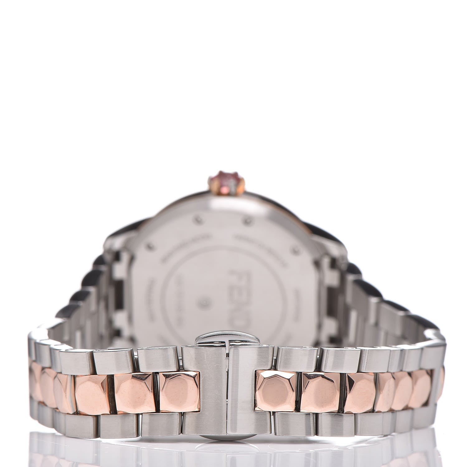 Fendi Stainless Steel Mother of Pearl Topaz Spinel 33mm Ishine Rotating Gem Two Tone Quartz Watch 6 of 9