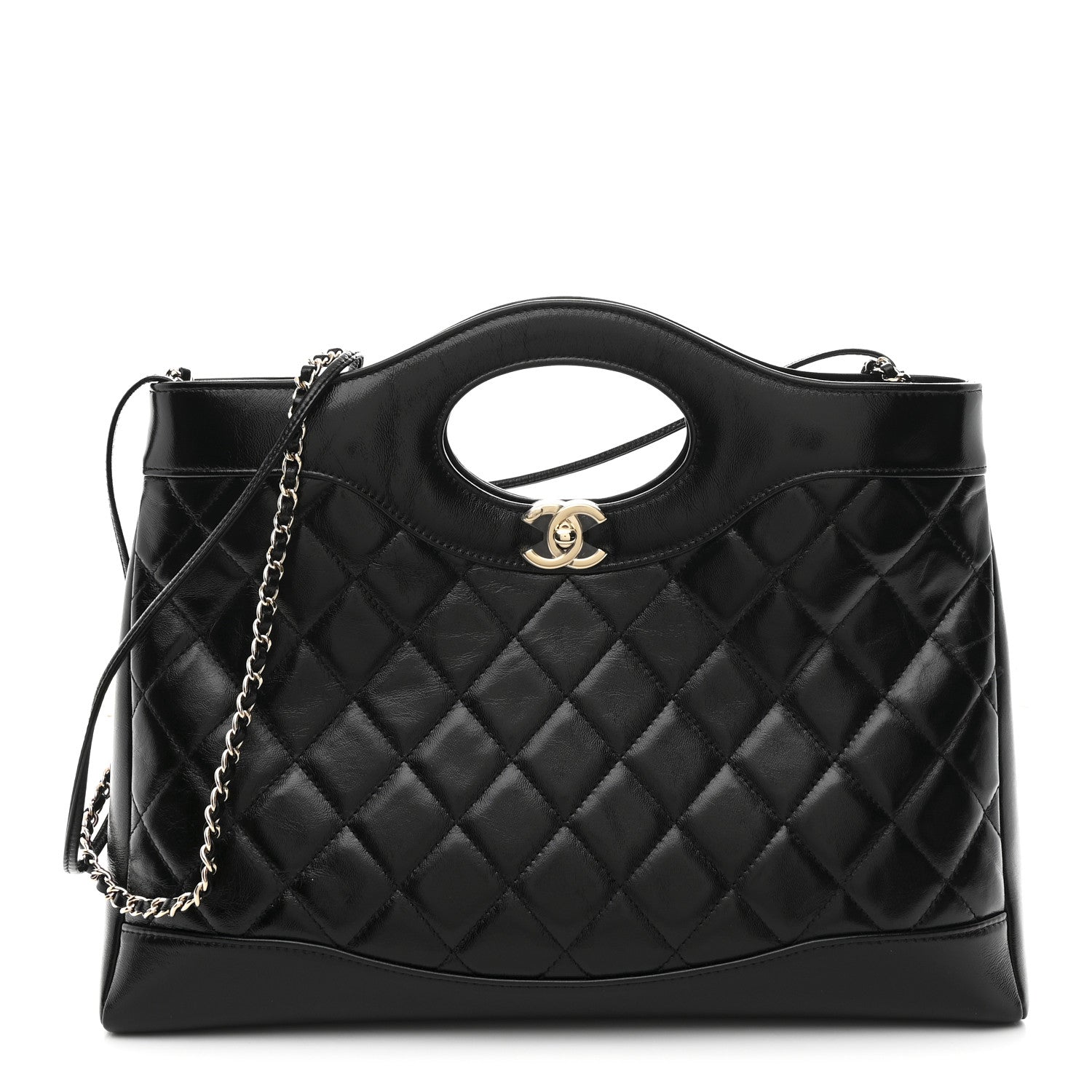Chanel Shiny Lambskin Quilted 31 Shopping Bag Black 1 of 11