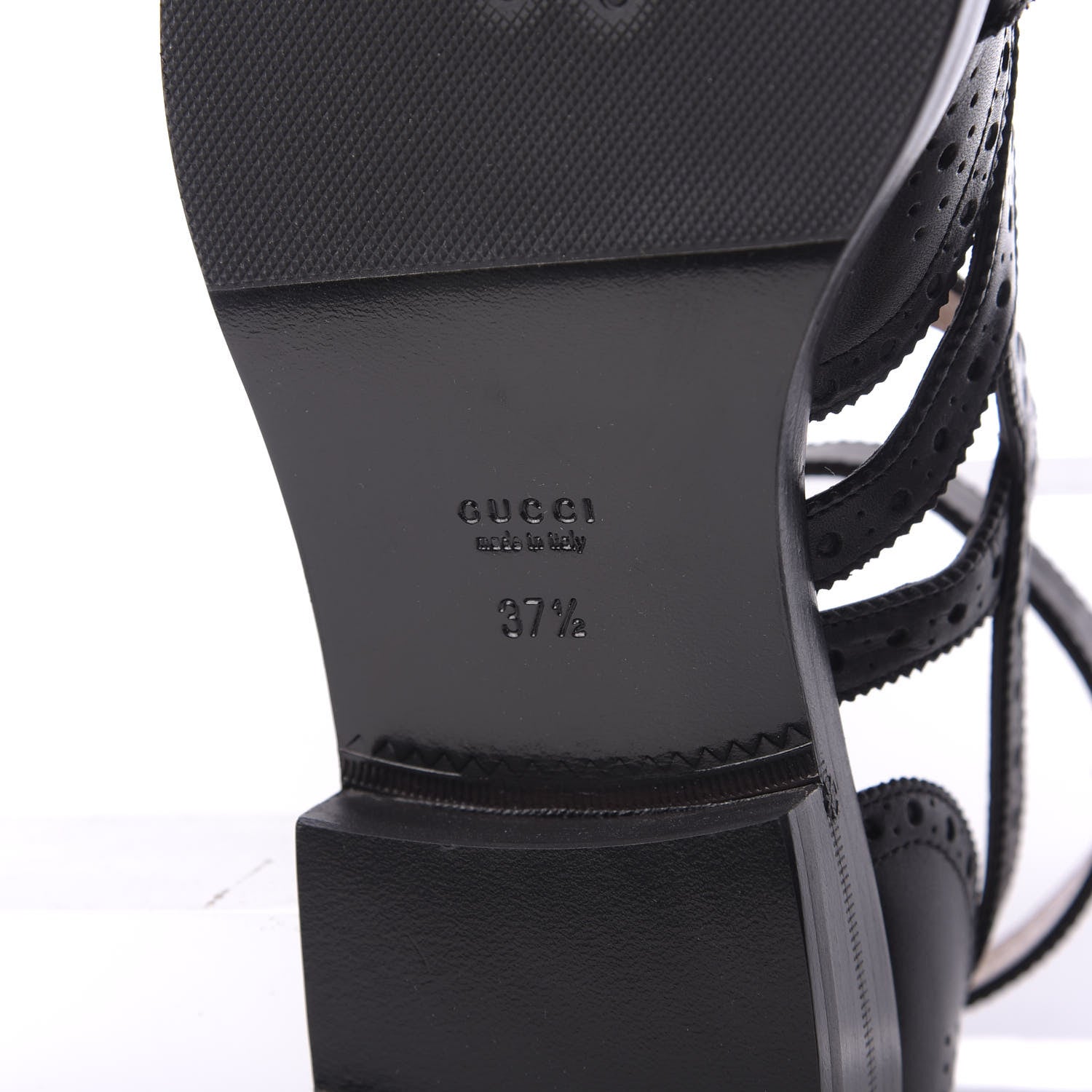 Gucci Calfskin Bee Embroidered Womens Queercore Brogue Wingtip Monk Strap Loafers 37.5 Black 8 of 11