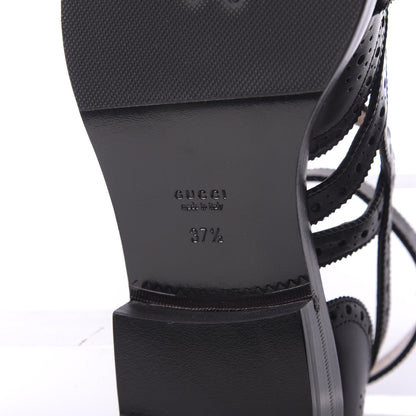 Gucci Calfskin Bee Embroidered Womens Queercore Brogue Wingtip Monk Strap Loafers 37.5 Black 8 of 11