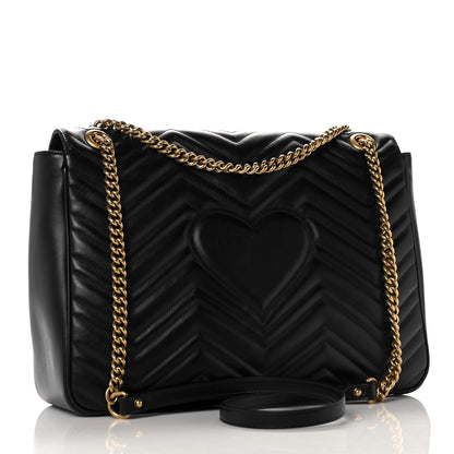 Gucci Calfskin Matelasse Large GG Marmont Shoulder Bag Black 3 of 13