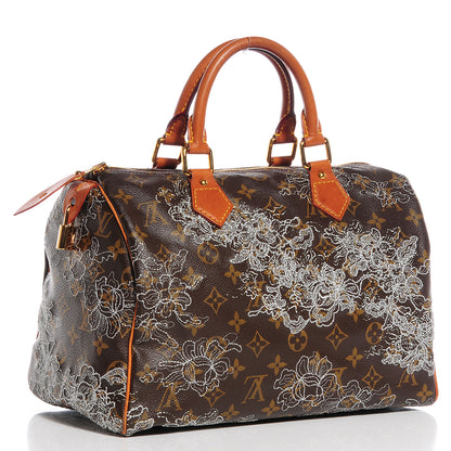Louis Vuitton Monogram Dentelle Speedy 30 Silver 3 of 7
