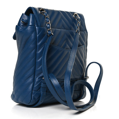 Chanel Lambskin Chevron Quilted Small Urban Spirit Backpack Blue 3 of 12
