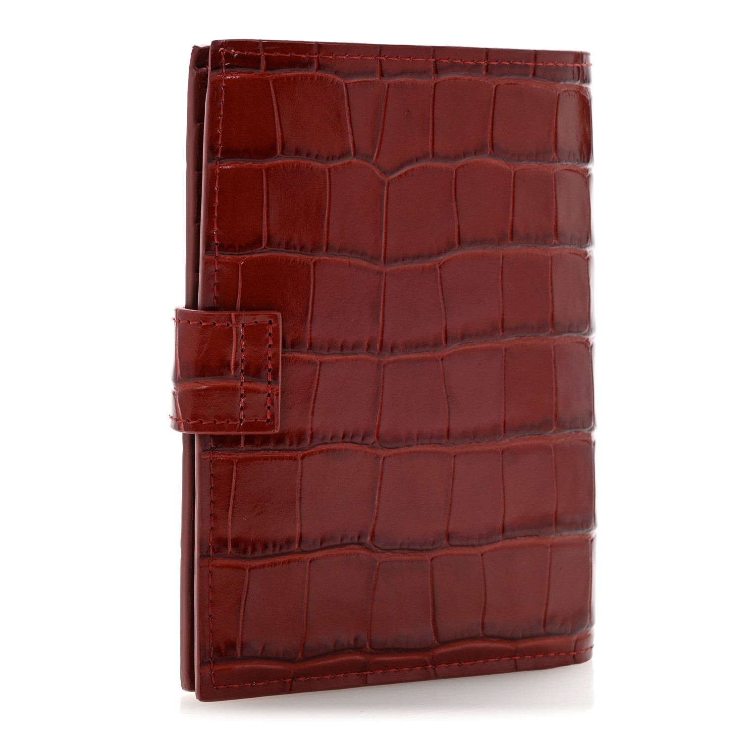 Chanel Calfskin Crocodile Embossed Crococo Passport Holder Burgundy 3 of 8
