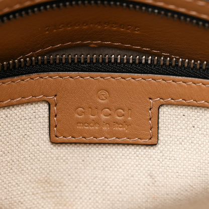 Gucci Monogram Textured Dollar Calfskin Web Medium Bauletto Duffle Top Handle Bag Black Koi Beige 9 of 15