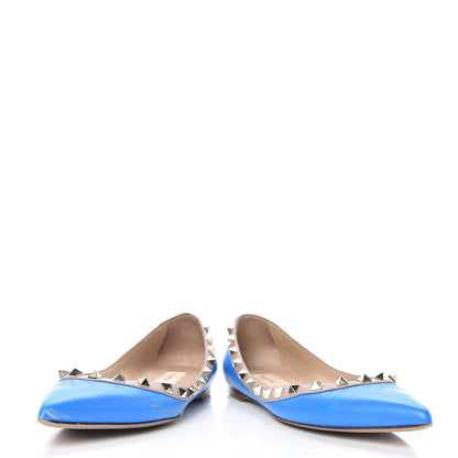 Valentino Garavani Calfskin Nappa Rockstud Ballerina Flats 36.5 Blue Fluo Poudre 6 of 13