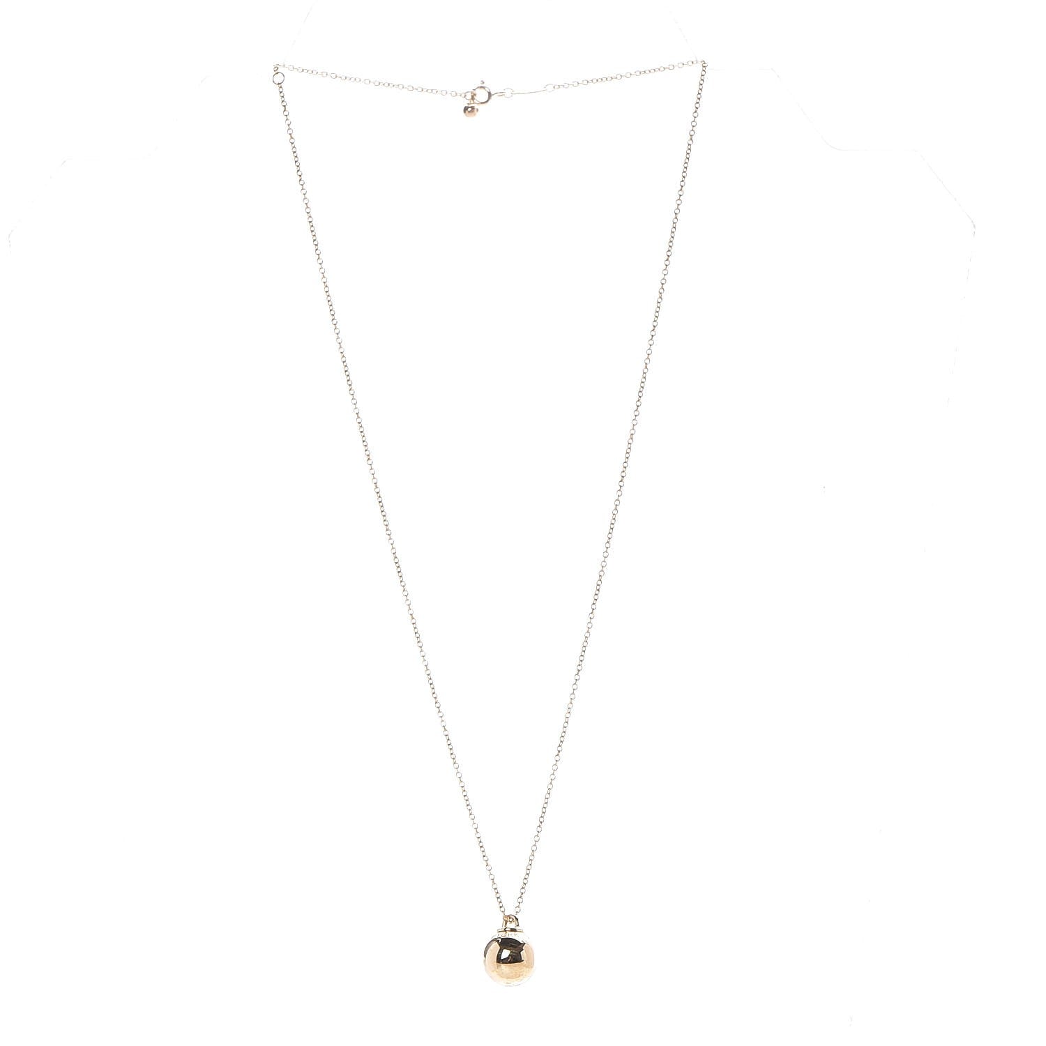 Tiffany 18K Yellow Gold 12.75mm HardWear Ball Pendant Necklace 3 of 8