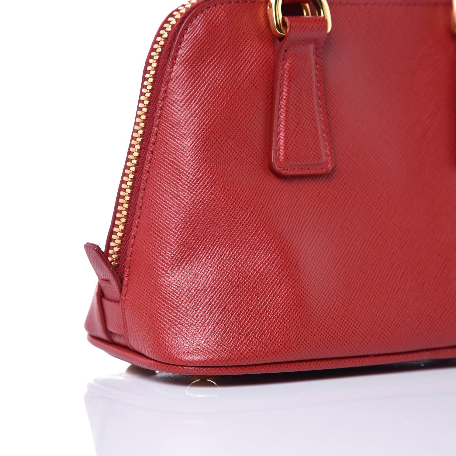 Prada Saffiano Lux Mini Promenade Tote Fuoco 9 of 10