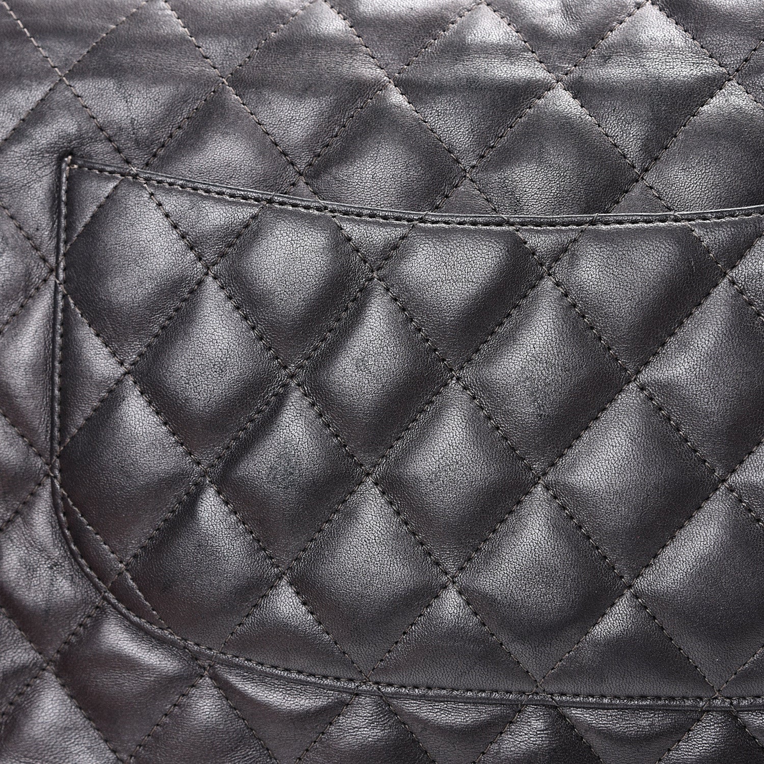 Chanel Metallic Lambskin Quilted Jumbo Single Flap Dark Grey 20 of 22
