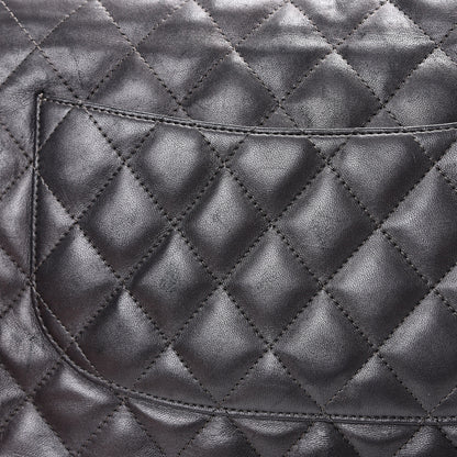 Chanel Metallic Lambskin Quilted Jumbo Single Flap Dark Grey 20 of 22