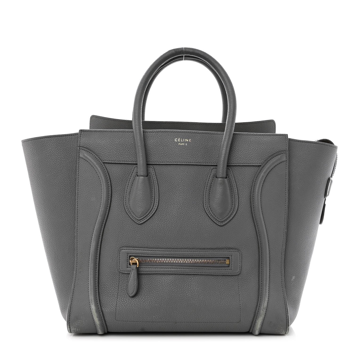 Celine Drummed Calfskin Mini Luggage Kohl 1 of 15