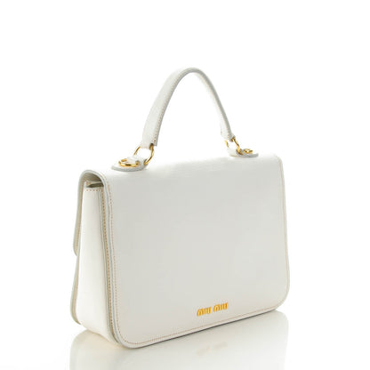 Miu Miu Goatskin Madras Shoulder Bag Bianco 3 of 8