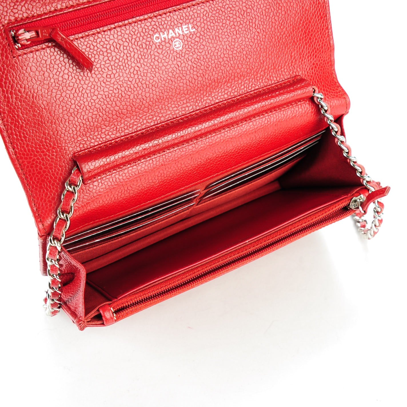 Caviar Quilted Wallet On Chain WOC Red