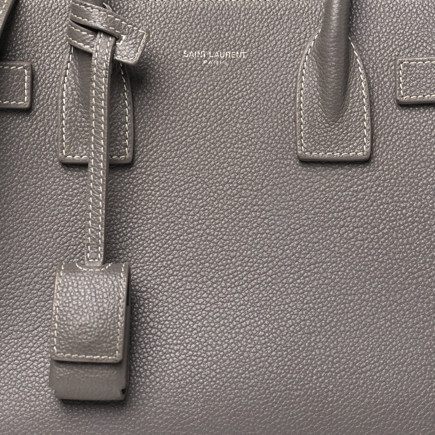 Saint Laurent Grained Calfskin Topstich Baby Sac De Jour Grey 8 of 15
