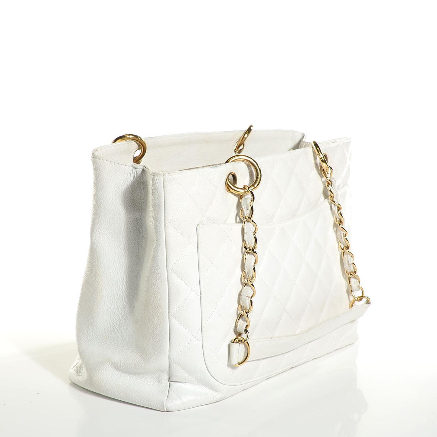Caviar Quilted Grand Shopping Tote GST White