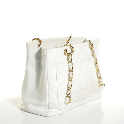 Chanel Caviar Quilted Grand Shopping Tote GST White 3 of 7