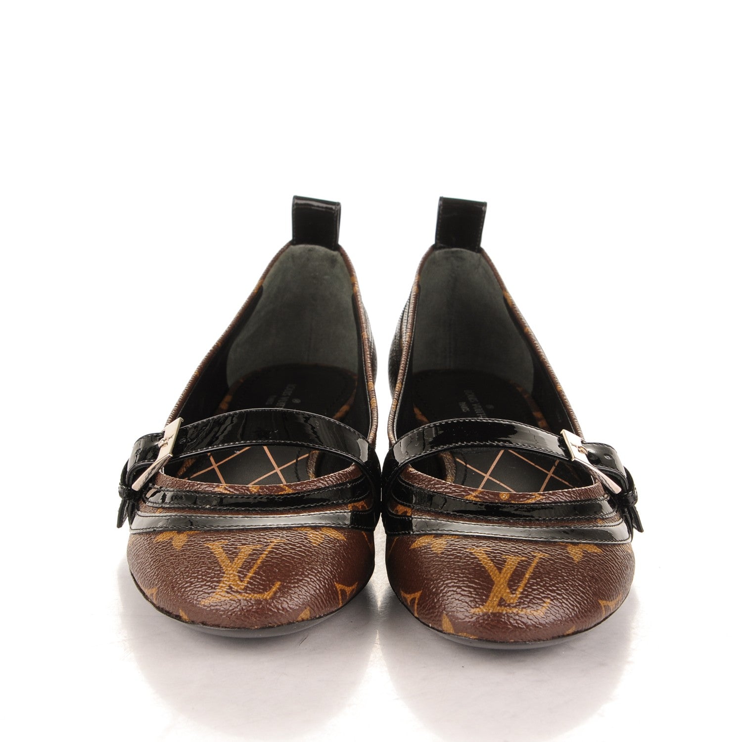 Louis Vuitton Monogram Patent Flower Field Ballerina Flats 37 Black 2 of 6