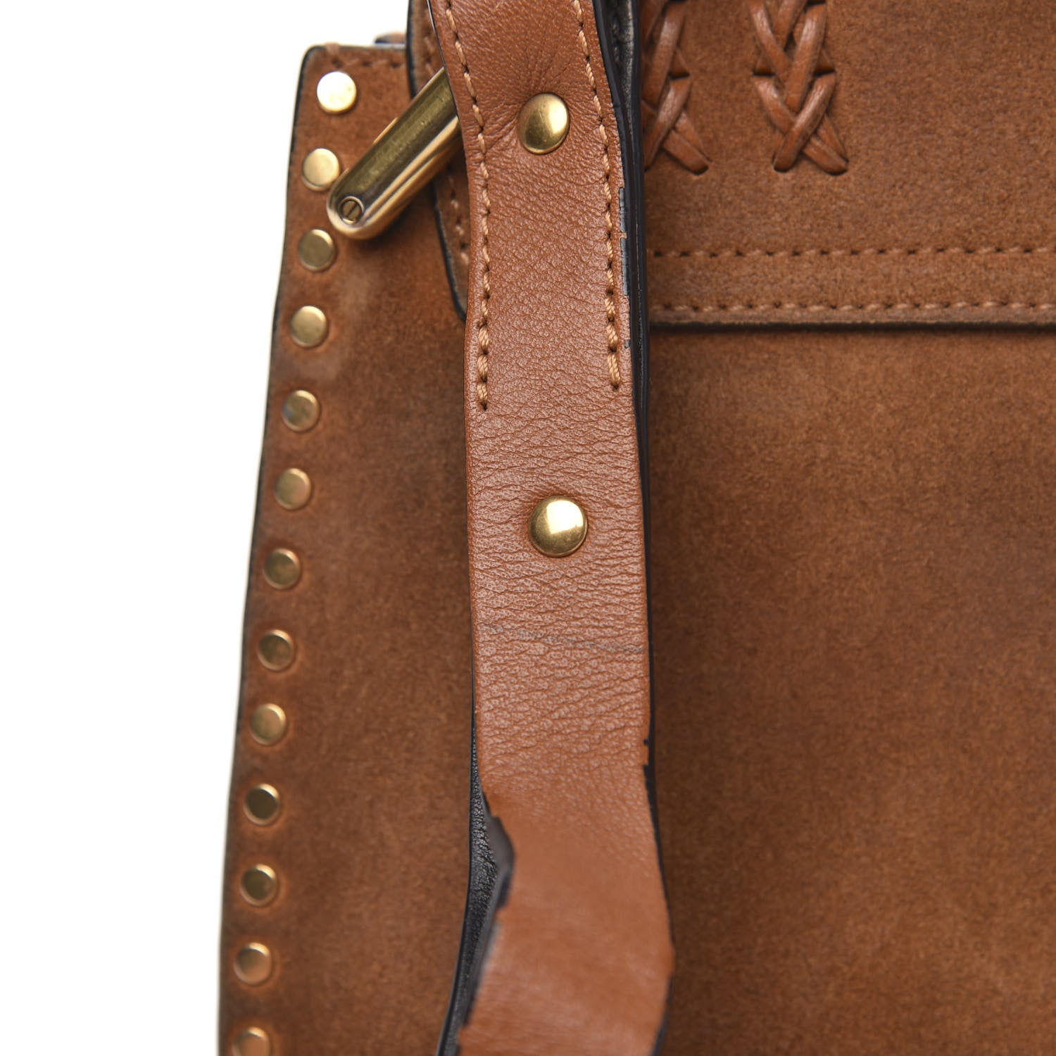 Chloe Suede Calfskin Braided Mini Hudson Shoulder Bag Caramel 12 of 15