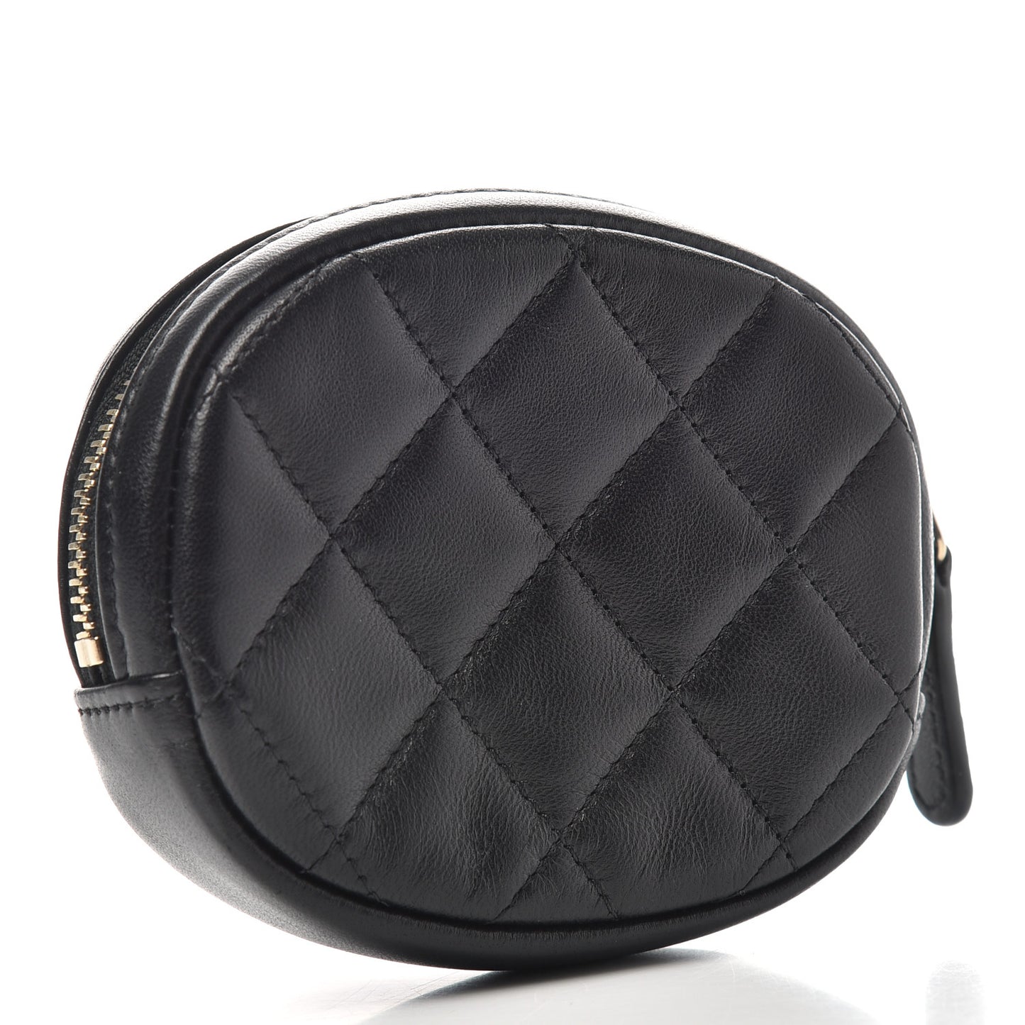 Lambskin Quilted Zip Around Classic Coin Purse Black