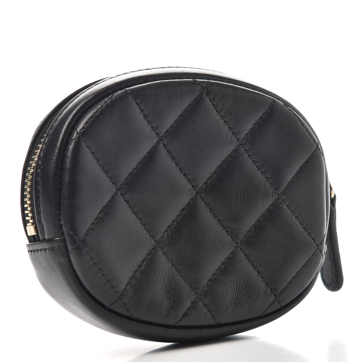 Chanel Lambskin Quilted Zip Around Classic Coin Purse Black 3 of 8