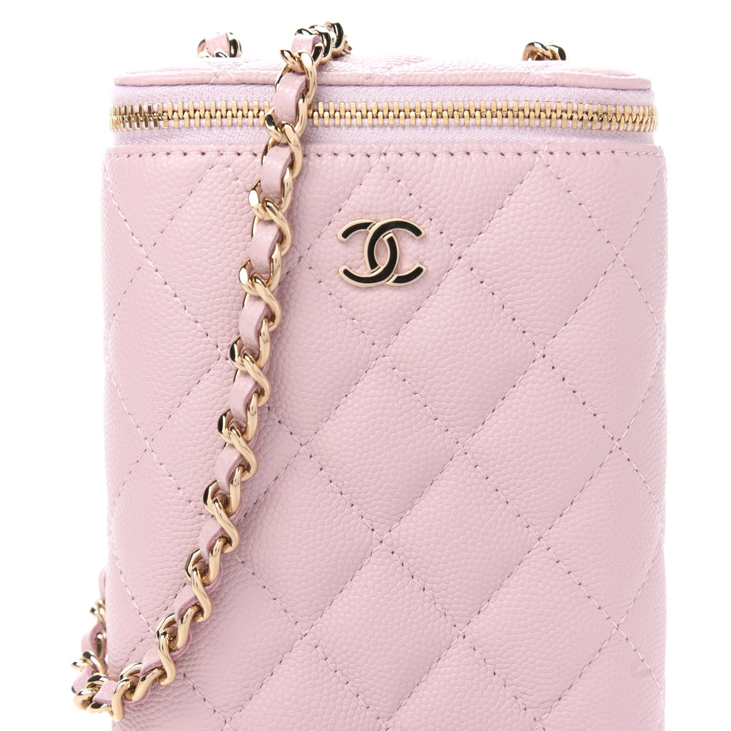 Chanel Caviar Quilted Small Vertical Coco Beauty Vanity Case With Chain Light Pink 10 of 11