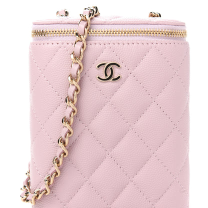 Chanel Caviar Quilted Small Vertical Coco Beauty Vanity Case With Chain Light Pink 10 of 11