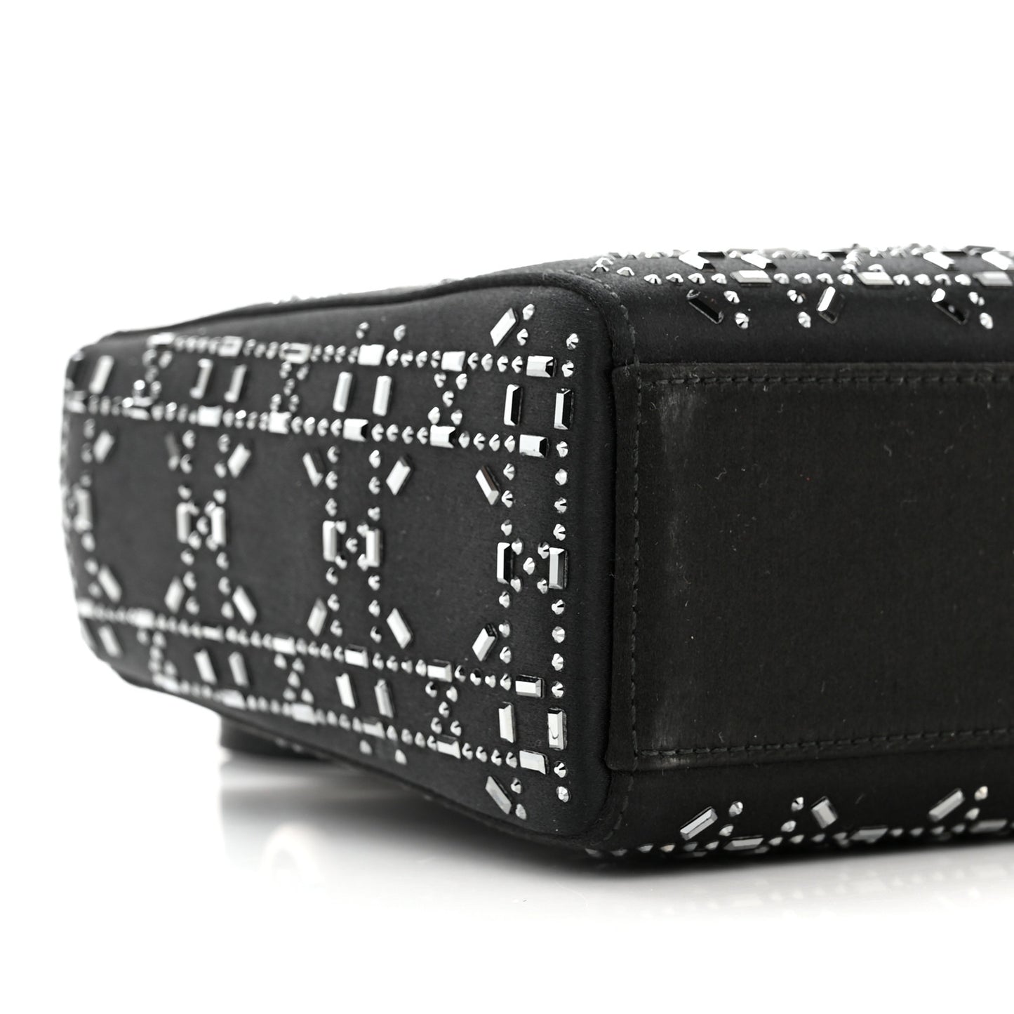 Satin Crystal Cannage Mini Lady Dior Black