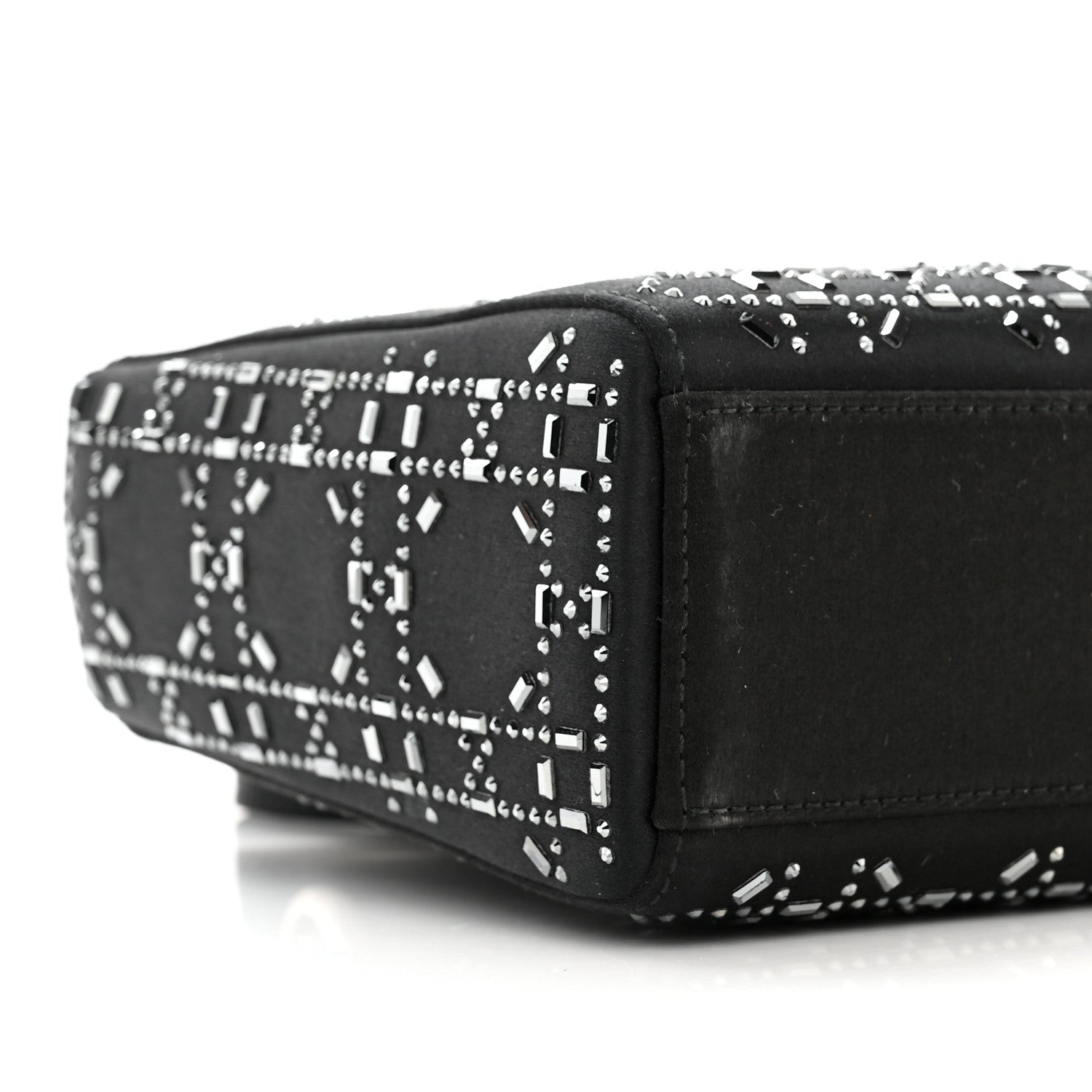 Christian Dior Satin Crystal Cannage Mini Lady Dior Black 8 of 9
