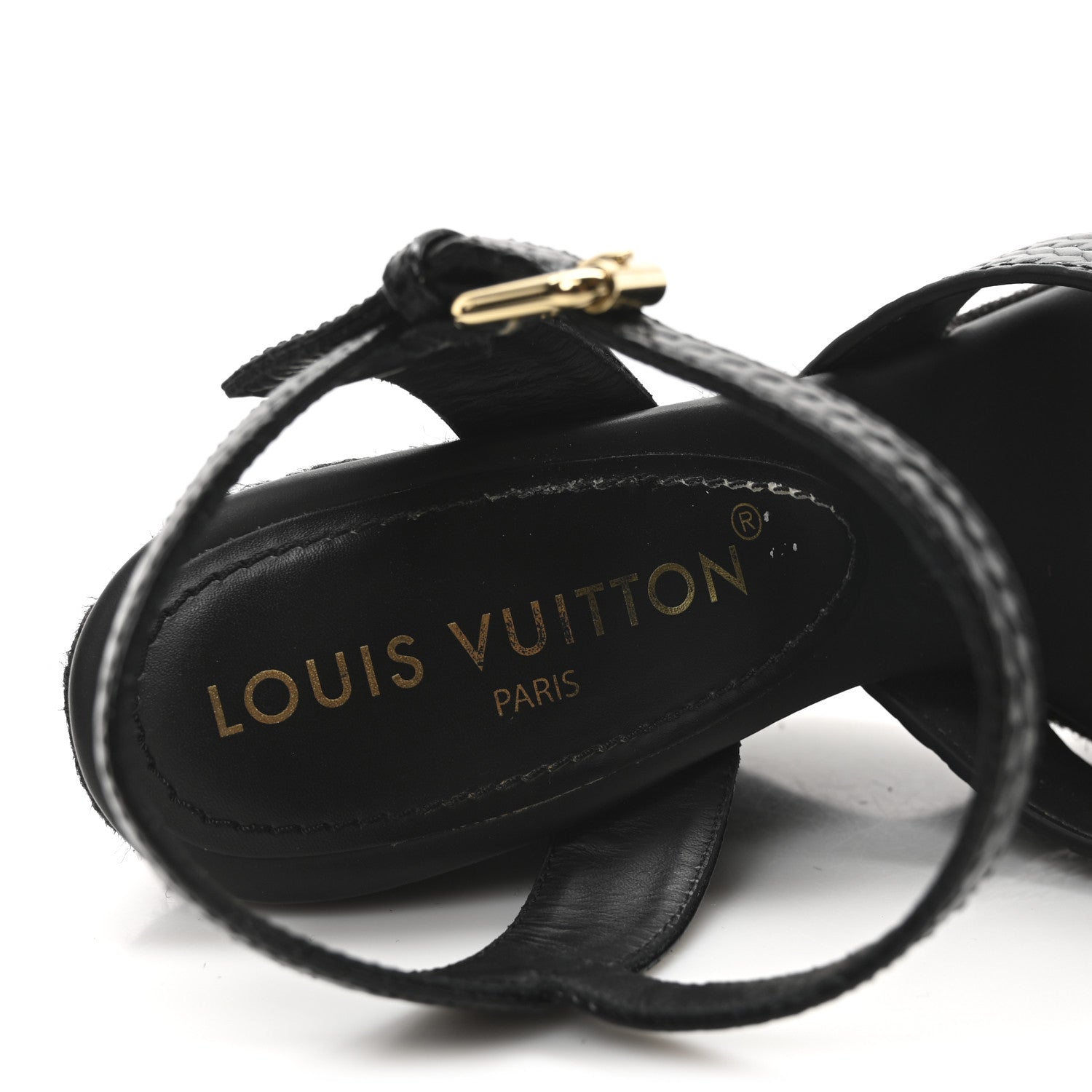 Louis Vuitton Calfskin LV Isola Espadrille Wedge Sandals 38 Black