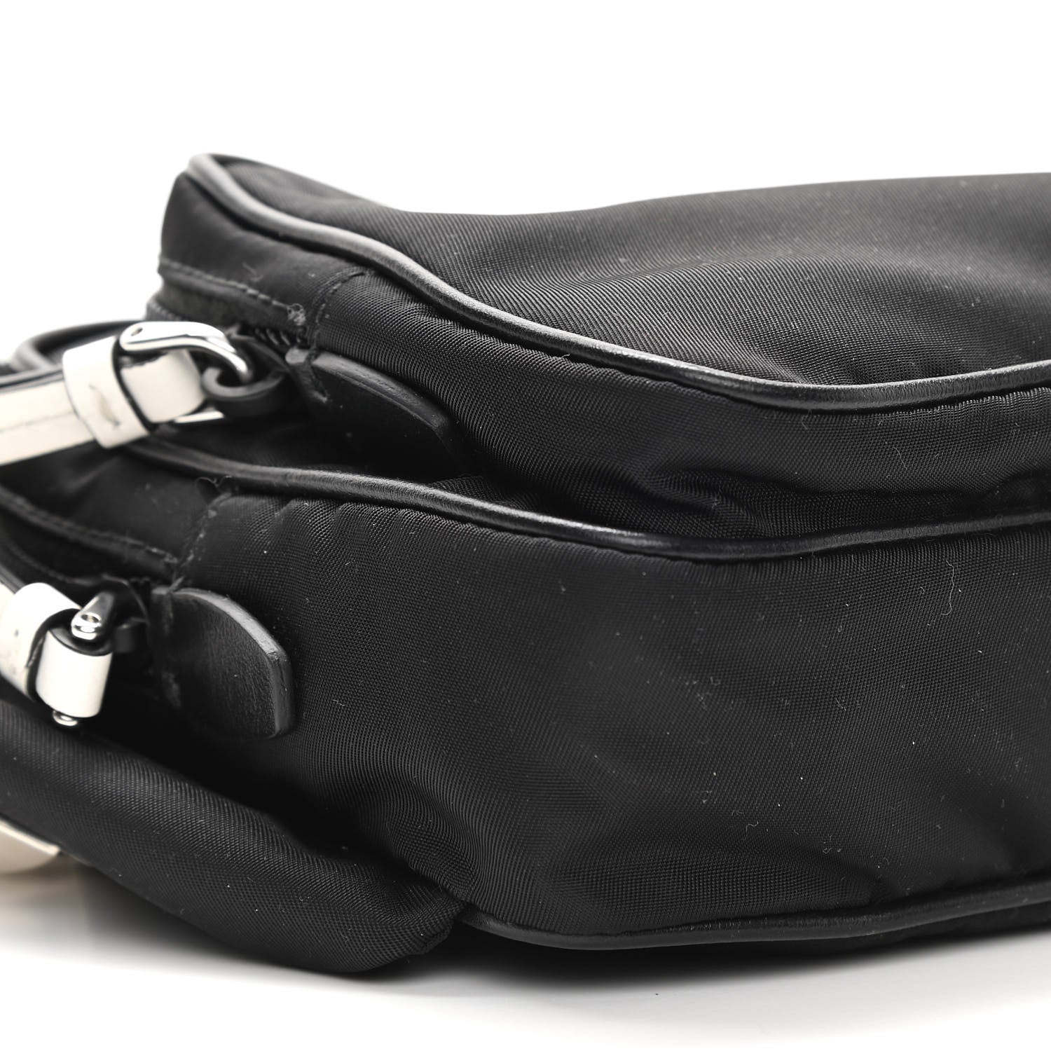 Prada Tessuto Nylon Studded Belt Bag Black White 9 of 10