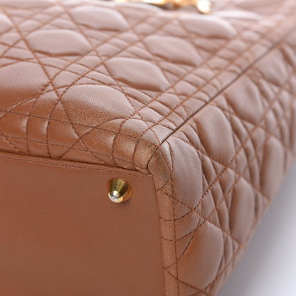 Christian Dior Lambskin Cannage Large Lady Dior Tan 14 of 19